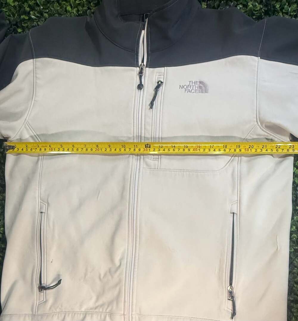 The North Face Apex Bionic Softshell Jacket Mens Two Tone Beige Gray Full Zip